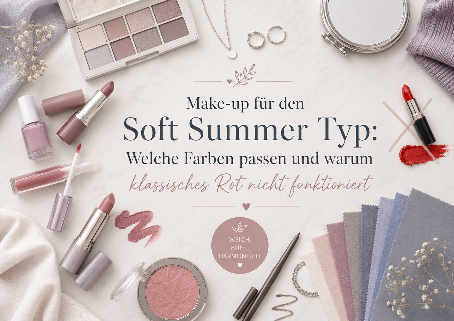 Make-up für den Soft Summer Typ: Welche Farben passen und warum klassisches Rot nicht funktioniert