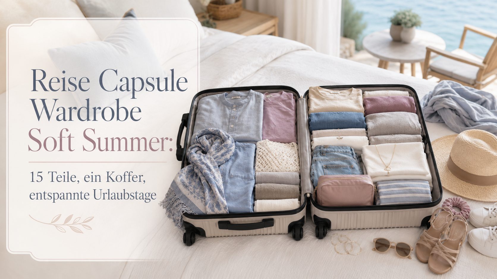 Reise Capsule Wardrobe Soft Summer: 15 Teile, ein Koffer, entspannte Urlaubstage