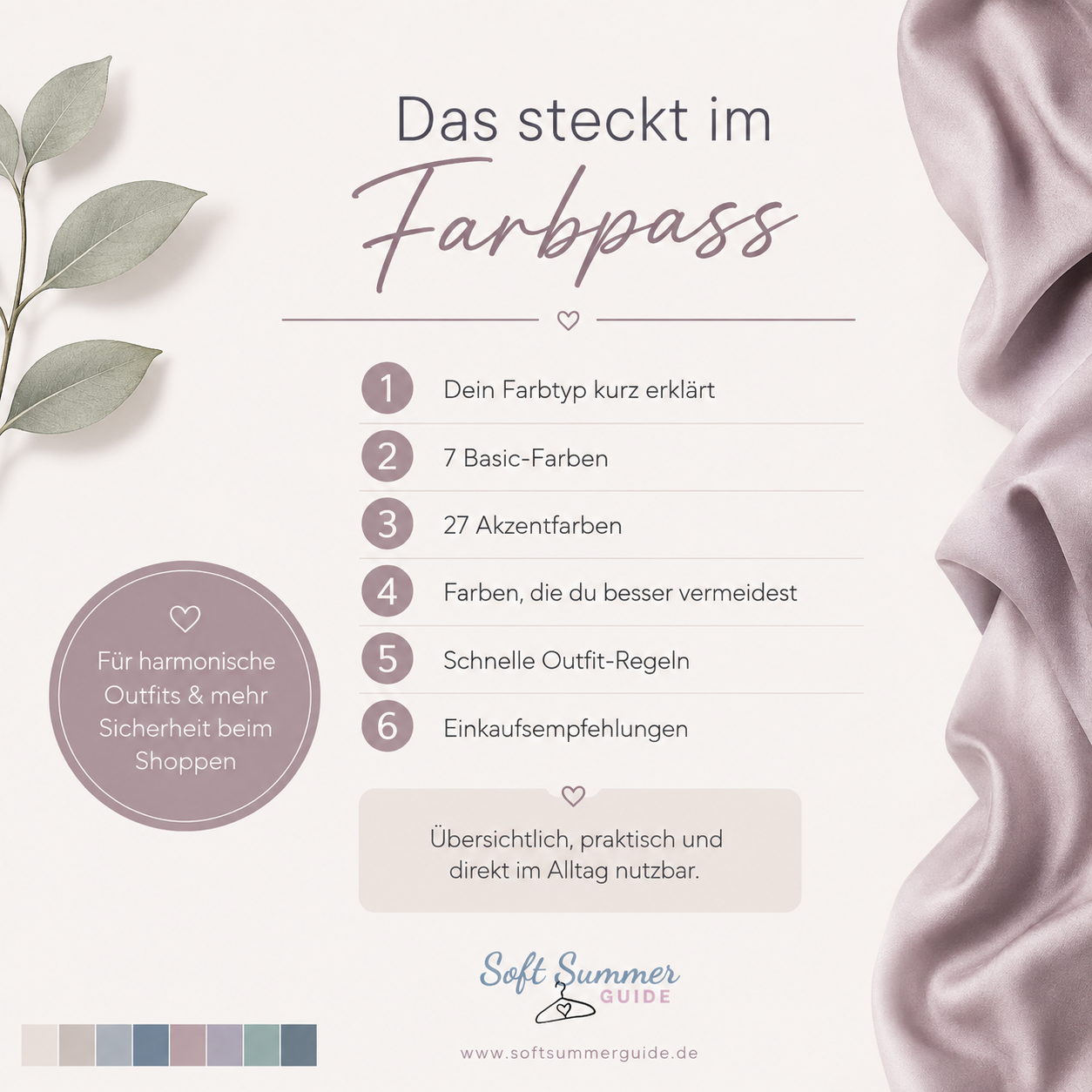 Inhaltsübersicht des Soft Summer Farbpasses