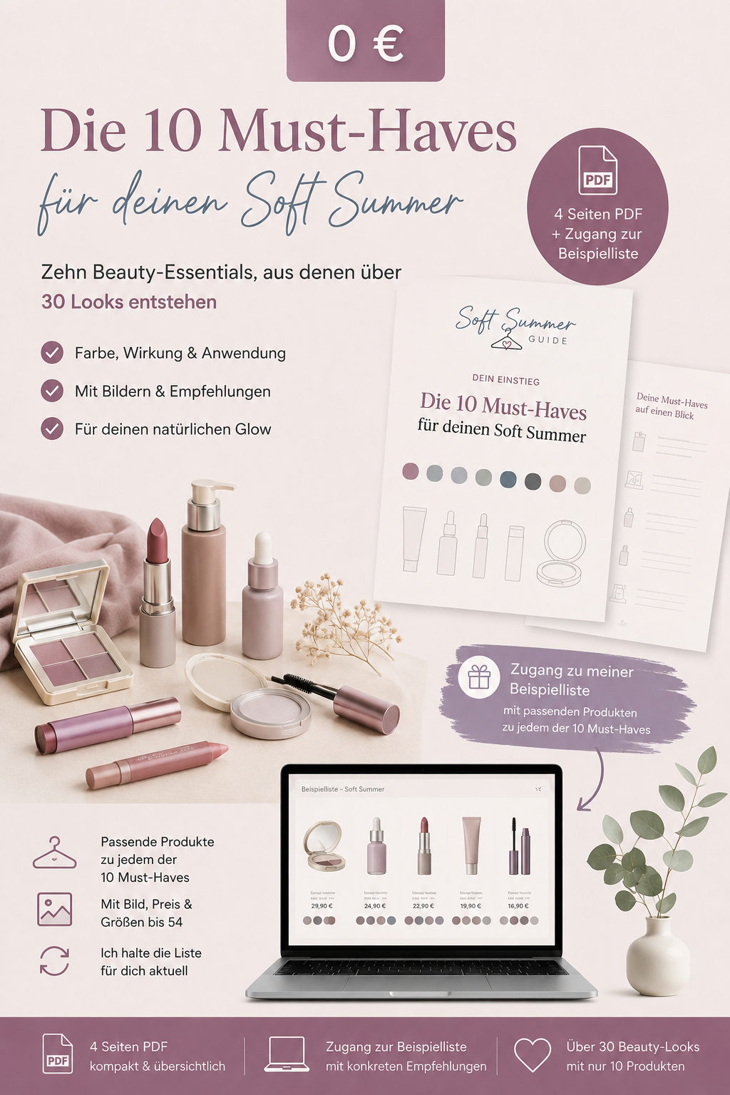 Die 10 Beauty-Must-Haves für Soft Summer – Vorschau der PDF-Liste