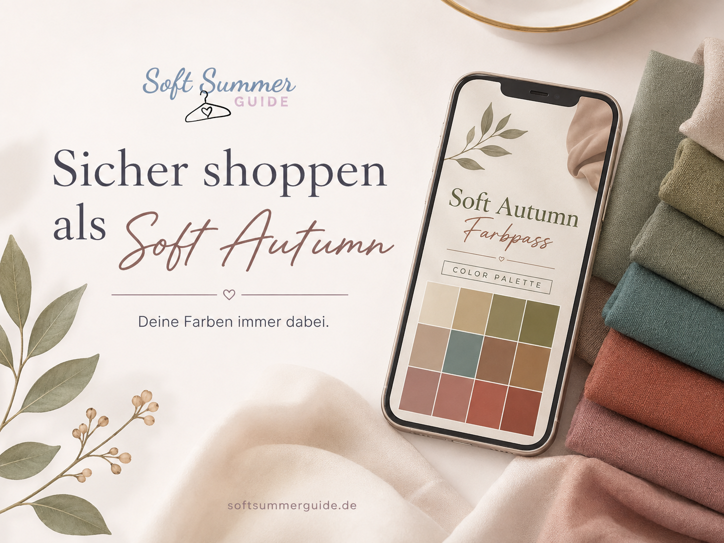 Soft Autumn Farbpass: warme, gedämpfte Farben für den Schwestertyp