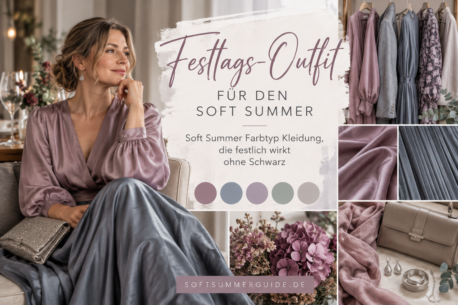Festtags-Outfit für den Soft Summer: Soft Summer Farbtyp Kleidung, die festlich wirkt ohne Schwarz